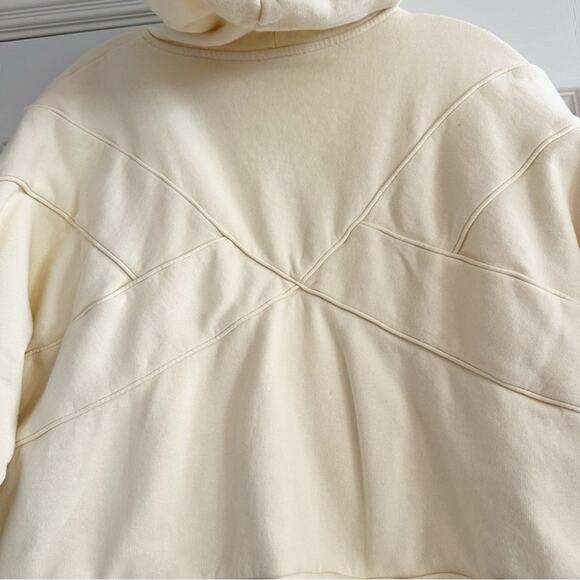 Sezane Aluna Hoodie Sweatshirt Organic Cotton Sweat Shirt Top Ecru Cream Yellow - Picture 11 of 15